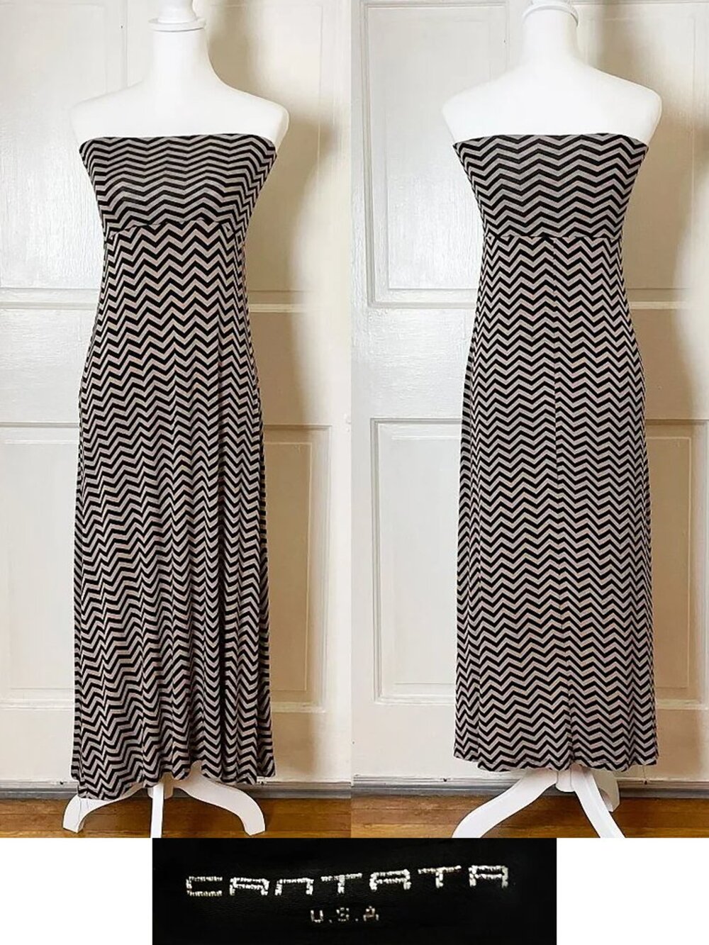 Cantata Brown & Black Striped Summer Maxi Dress | Size Small | EUC